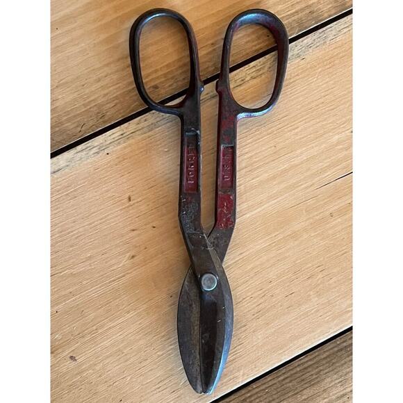 Vintage Drop Forged Tin Snips Scissors Metal Shears 10 in, Made in USA - Picture 3 of 5
